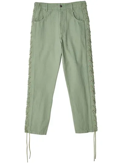 Eckhaus Latta Lace-up Straight Trousers In Green