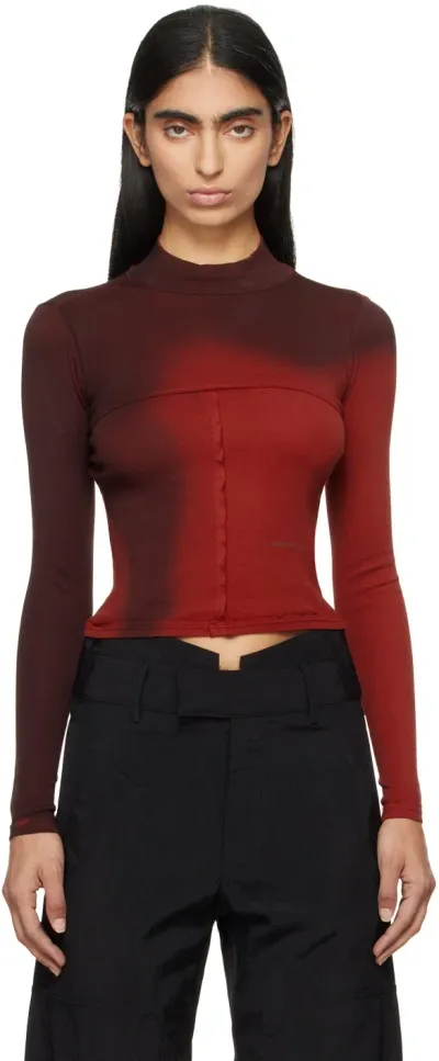 Eckhaus Latta Red Lapped Baby T-shirt In Maroon Blur