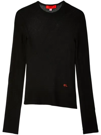 Eckhaus Latta Spiral Long-sleeved T-shirt In Black