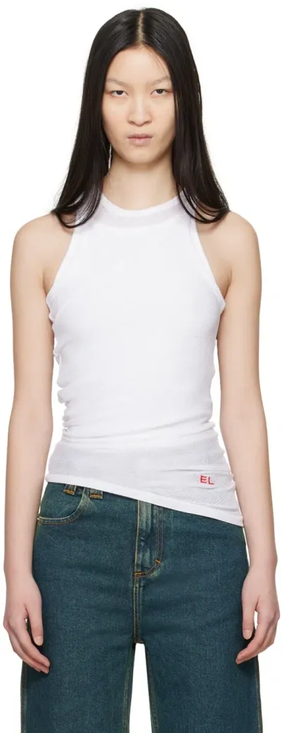 Eckhaus Latta White Spiral Tank Top In Powder