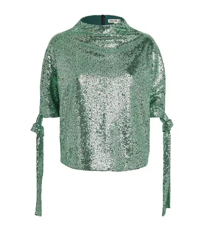 Edeline Lee Funnel-neck Pedernal Blouse In Green