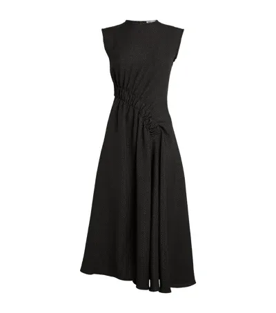 Edeline Lee Gathered Pina Midi Dress In Black