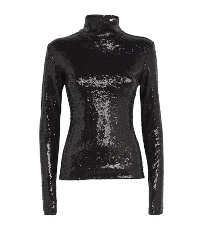 Edeline Lee Long-sleeve Sequinned Top In Black