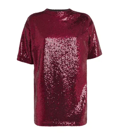 Edeline Lee Sequinned T-shirt In Burgundy