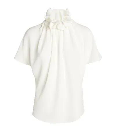 Edeline Lee Short-sleeved Ruff Blouse In Ivory