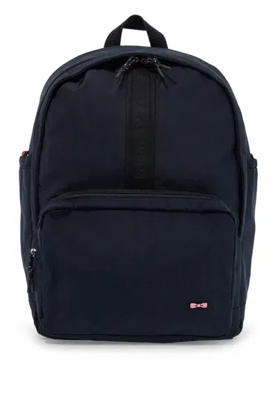 Eden Park Technical Canvas Backpack With Branded Tape Trim In Blue