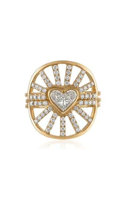 Eden Presley Diamond Heart Nesting Ring In Gold