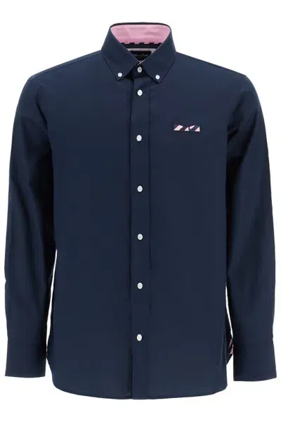 Eden Park "oxford Shirt With Butterfly Embroidery Detail In Blue