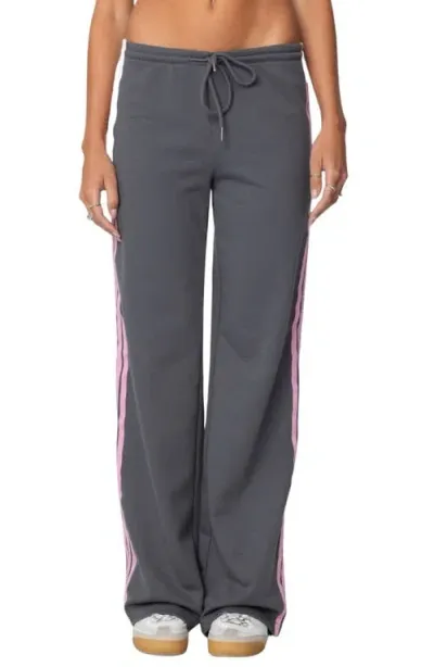 Edikted Averie Stripe Sweatpants In Gray