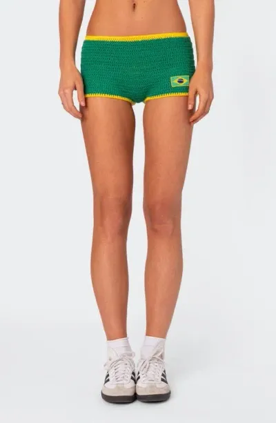 Edikted Brasil Knit Cover-up Shorts In Green