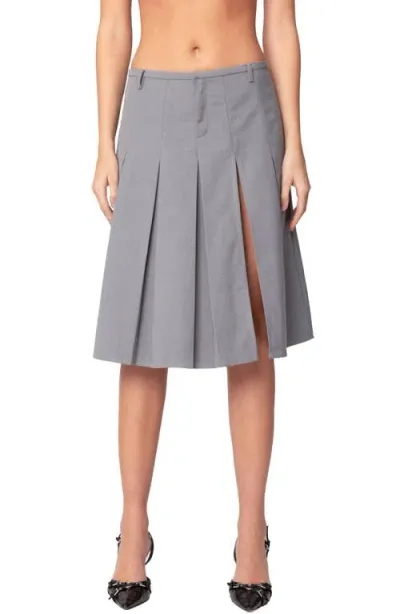 Edikted Ethel Low Rise Pleated A-line Skirt In Gray