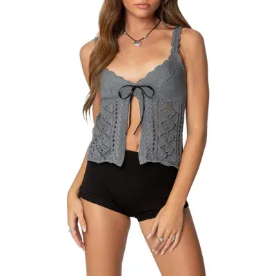 Edikted Josepha Split Front Knit Camisole In Gray