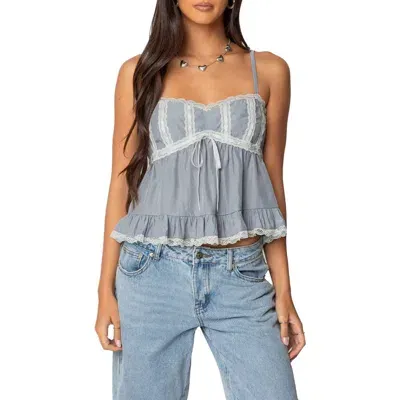 Edikted Lace Trim Babydoll Camisole In Gray