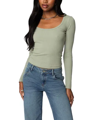 Edikted Makenna Scoop Neck Top In Green