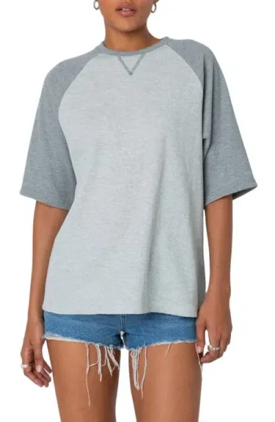 Edikted Oversize Raglan Sleeve Waffle Stitch Top In Gray