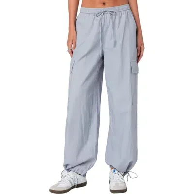 Edikted Phoenix Linen Blend Cargo Pants In Gray