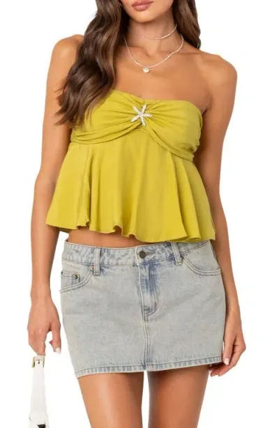 Edikted Starfish Embellished Strapless Top In Green