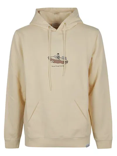 Edmmond Studios Printed Cotton Hoodie In Beige