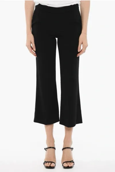 Edra Straight Leg Cropped Pants With Side Closure In Black