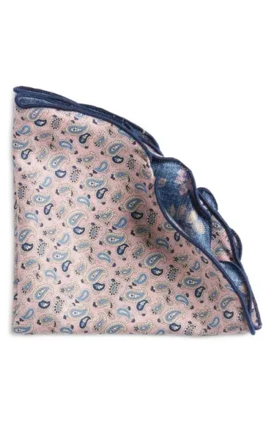 Edward Armah Paisley & Leaf Print Reversible Silk Pocket Circle In Pink