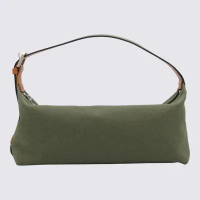 Eéra Eéra Green Canvas Long Moon Shoulder Bag In Multicolor