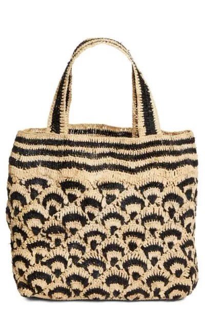 Eilaf Madagascar Shell Crochet Raffia Tote In Black