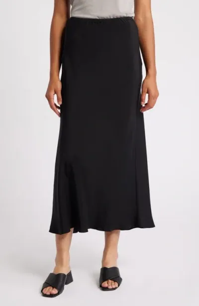 Eileen Fisher Bias Cut Silk Maxi Skirt In Black