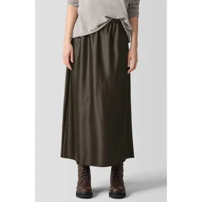 Eileen Fisher Bias Cut Stretch Silk Charmeuse Maxi Skirt In Wren