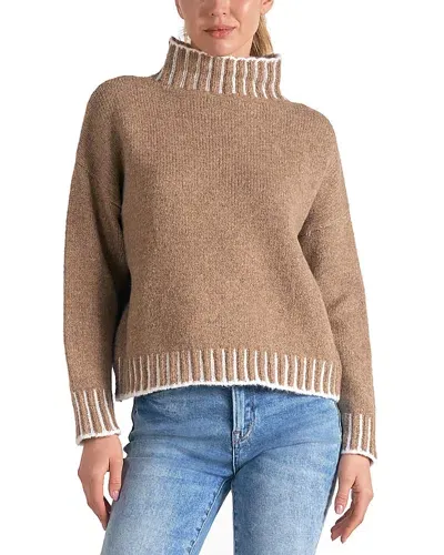 Elan Mock Neck Sweater In Tan