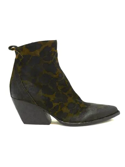 Elena Iachi Leopard Suede Ankle Boots In Green