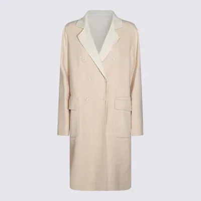 Eleventy Beige Wool Coat In Multicolor