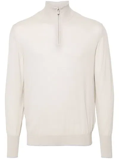 Eleventy Half-zip Sweater In Neutrals