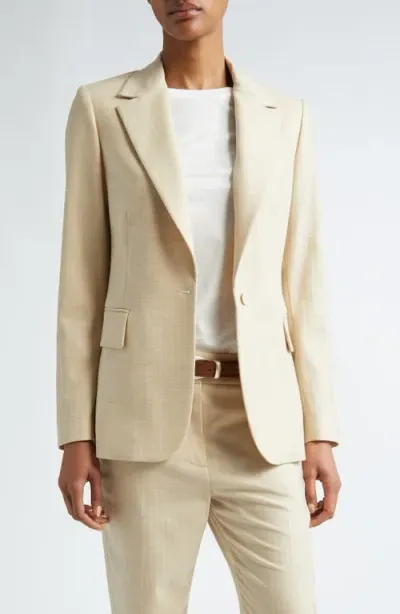 Eleventy Herringbone Stretch Wool Blazer In Tan