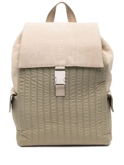 Eleventy Leather Backpack In Neutrals