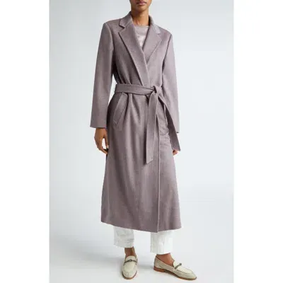 Eleventy Virgin Wool Felt Belted Coat In Viola