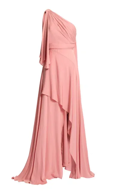 Elie Saab Draped Silk Georgette Gown In Pink