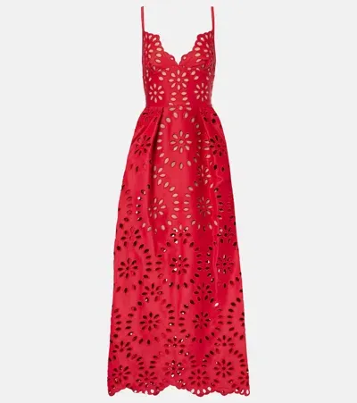 Elie Saab Grommet Drop Waist A-line Maxi Dress In Red