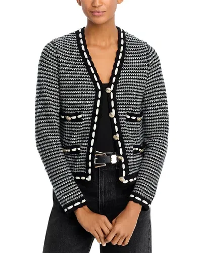 Elie Tahari The Alta Cardigan In Noir/sky White