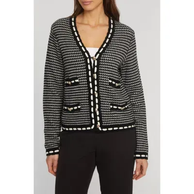 Elie Tahari The Alta Wool & Cashmere Cardigan In Noir/sky White