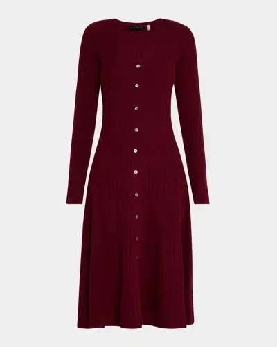 Elie Tahari The Ashley Ribbed Cashmere Midi Sweater Dress In Cranberry