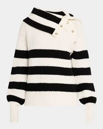 Elie Tahari The Ayla Striped Cashmere Sweater In Black / White Stripe