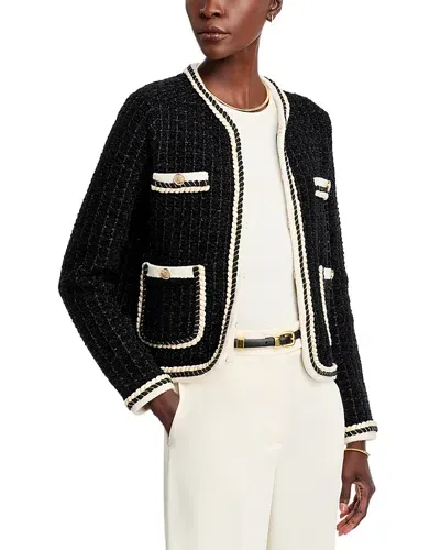 Elie Tahari The Koka Cardigan In Noir/sky White