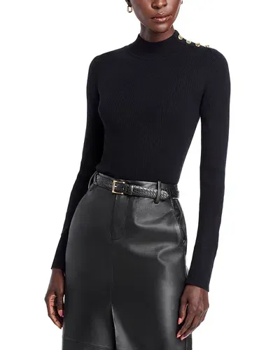 Elie Tahari The Naya Mock Neck Sweater In Noir