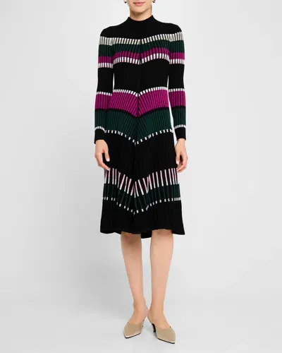 Elie Tahari The Vienna Striped Rib Knit Sweater Dress In Rennes Stripe