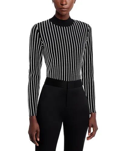 Elie Tahari The Winslow Striped Sweater In Noir/sky White