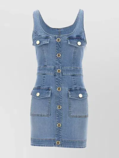 Elisabetta Franchi Sleeveless Denim Dress In Blue