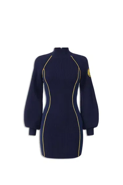 Elisabetta Franchi Puff-sleeve Dress In Blue