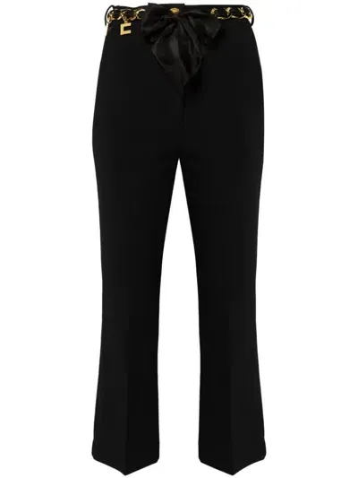 Elisabetta Franchi Belted Bootcut Trousers In Black