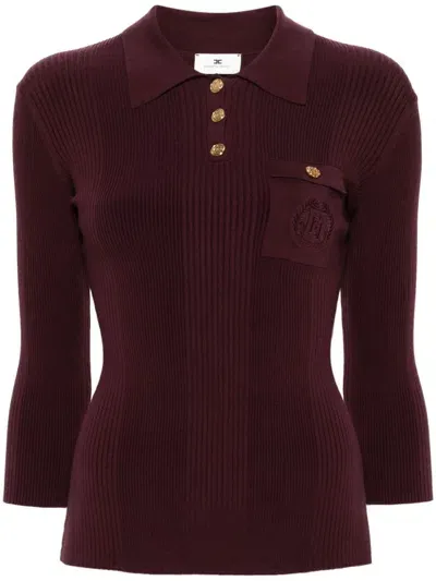 Elisabetta Franchi Logo-embroidered Top In Purple