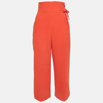 Pre-owned Elisabetta Franchi Orange Crepe Culotte S